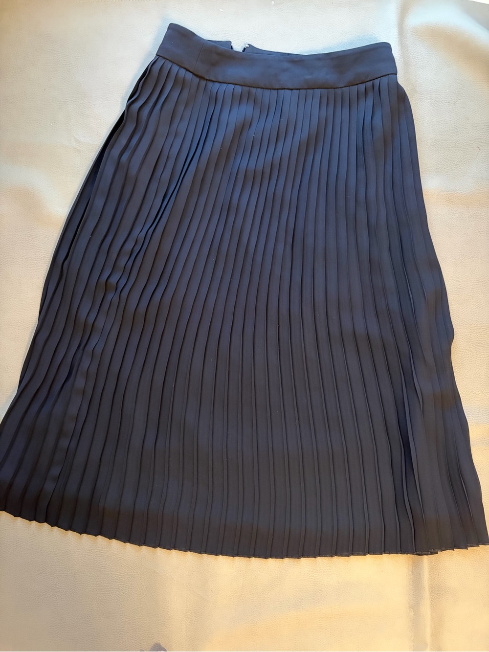 J. Crew Factory pleated navy midi skirt
